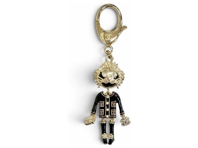 Chaveiro Pingente Chanel Coco Mark Preto Dourado