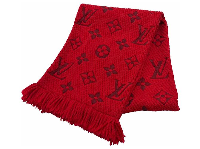 Stole à franges Ruby Monogram Louis Vuitton Rouge