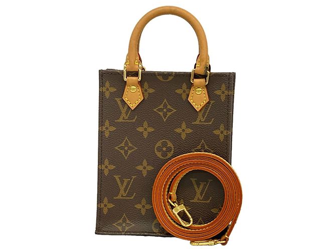 Sac à main Louis Vuitton Monogram Petite Sac Plat Marron
