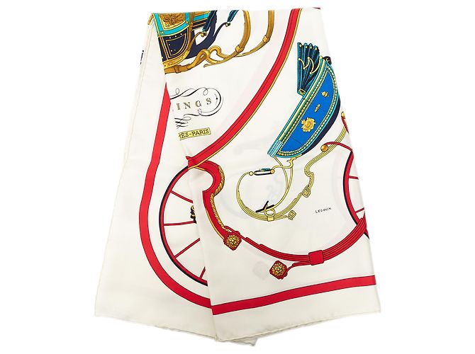 Lenço de seda Hermès White Springs 90 Branco Cru