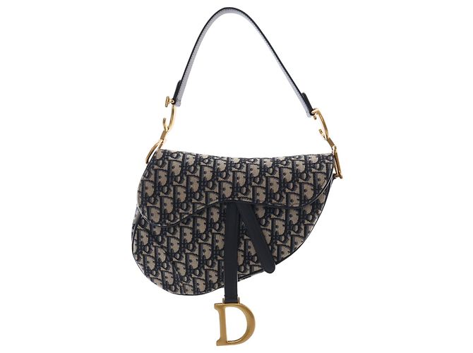 Borsa Saddle Dior in tela Oblique blu