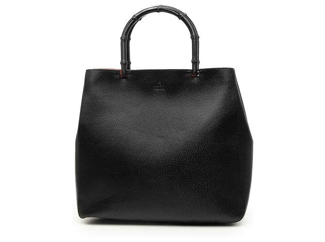 Bamboo Tote Gucci in pelle di maiale nera con bambù Nero