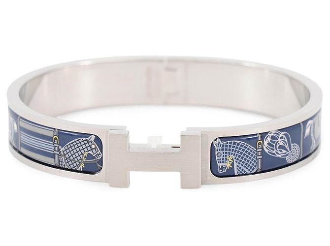 Hermès Pulsera de amuletos de esmalte azul Hermes