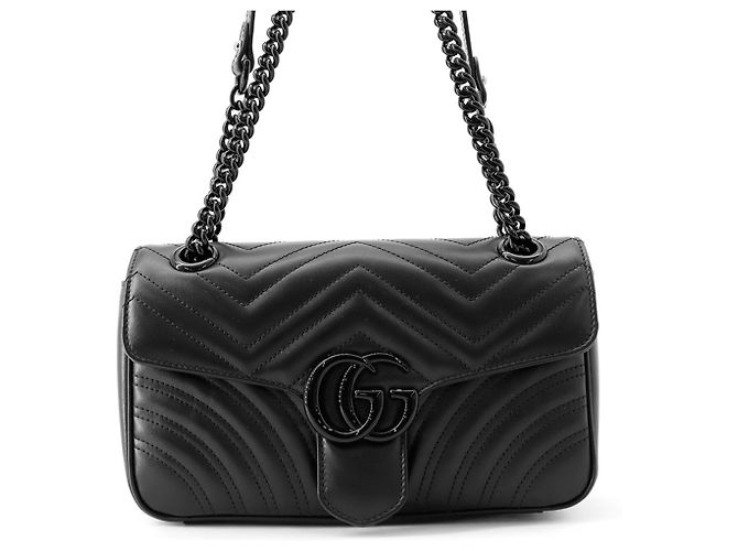 Sac à main petit en cuir matelassé Gucci GG Marmont Noir