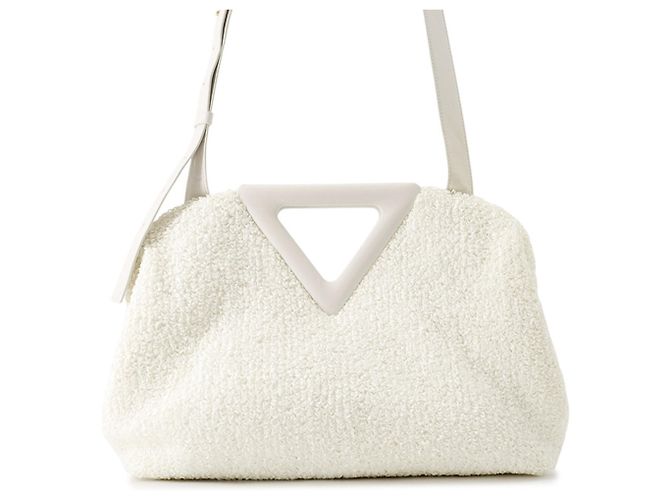 Bolsa de Ombro Bottega Veneta Medium em nylon e couro Branco Amarelo