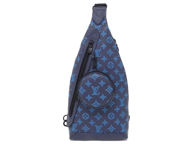 Bolso Duo Sling Monogram Shadow Louis Vuitton Negro Azul Azul marino Monograma