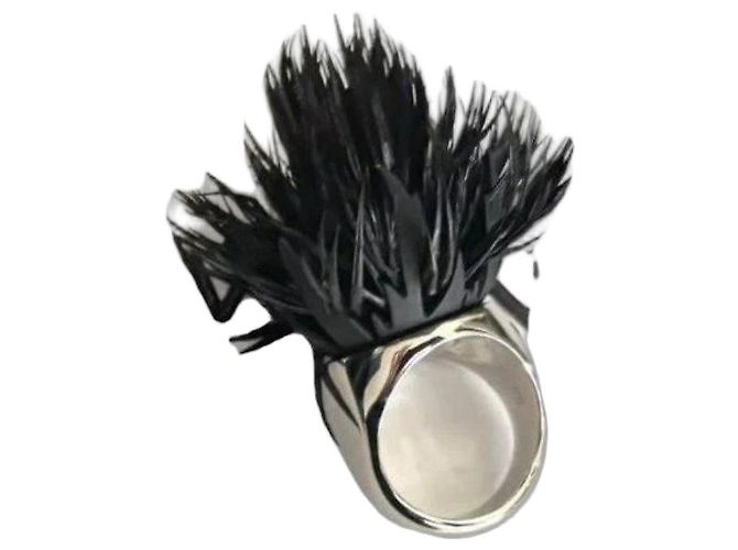 Anel Givenchy em prata e penas pretas Preto Hardware prateado
