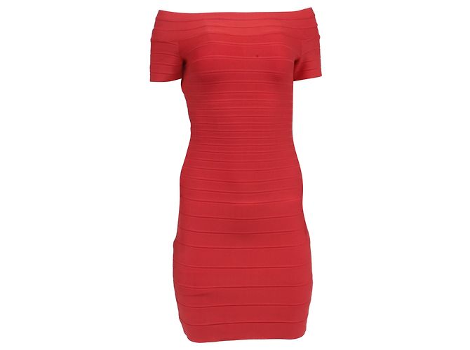 Mini abito aderente Herve Leger in rayon rosso