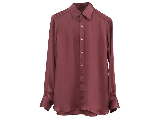 Tom Ford Button-Down-Hemd aus bordeauxroter Seide