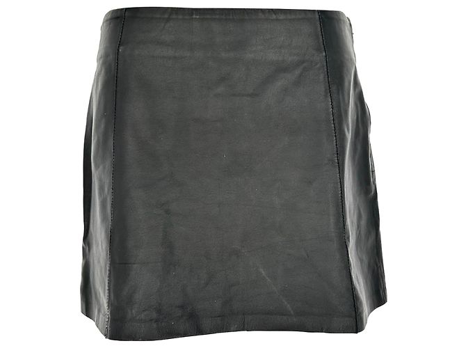 Alexander Wang T. Mini A-Linien-Rock aus schwarzem Lammleder