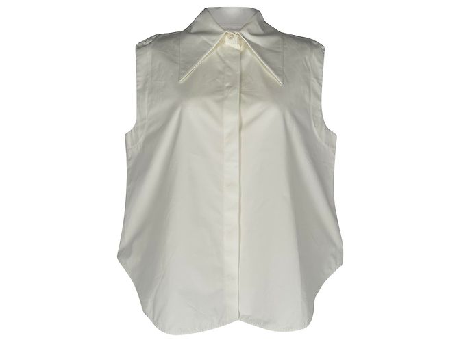 Blusa sin mangas con cuello Jil Sander en algodón blanco