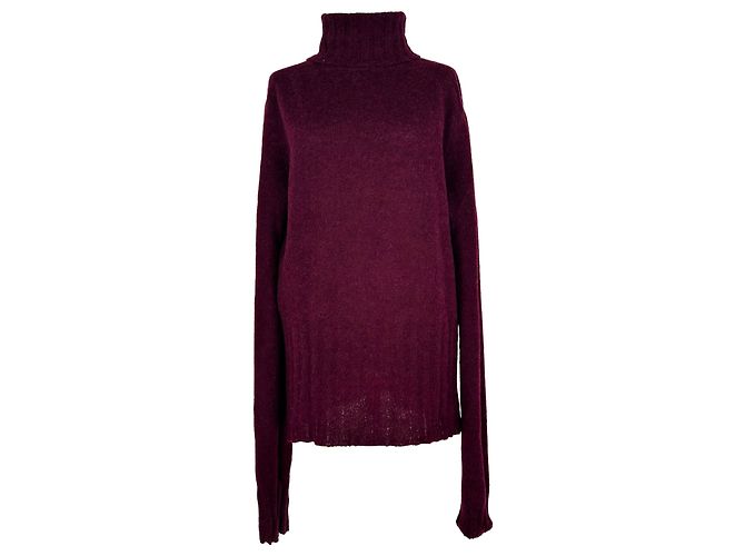 Pull à col roulé Ann Demeulemeester en laine d'alpaga rouge