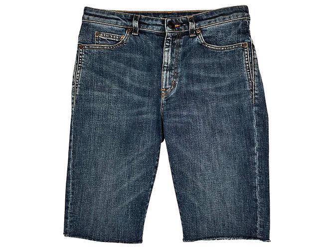 Calções de bainha curta Saint Laurent em algodão azul