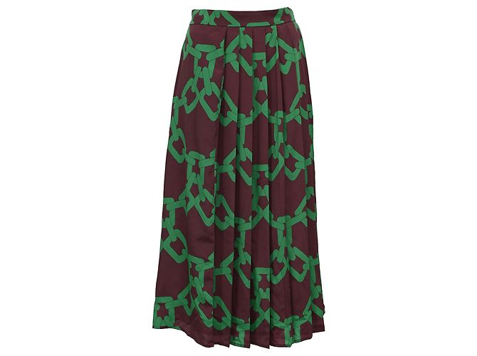 MSGM Chain-Print Pleated Midi Skirt in Multicolor Polyester Multiple colors