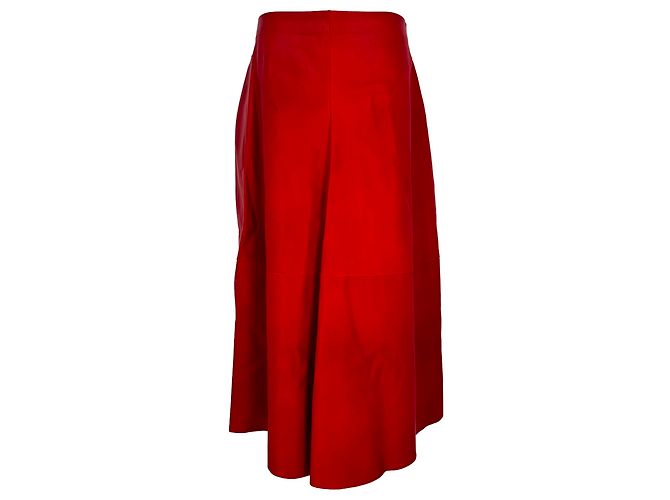 Falda Maxi Jil Sander de cuero rojo Roja