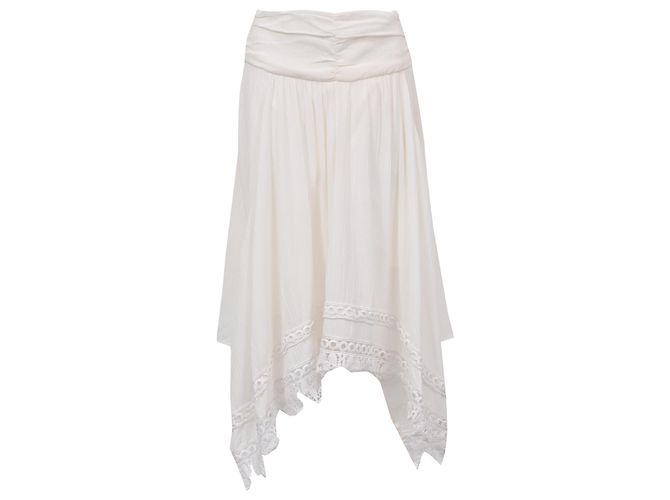 Isabel Marant Etoile Falda midi Isabel Marant Étoile de algodón blanco con ribete de encaje bordado Crudo