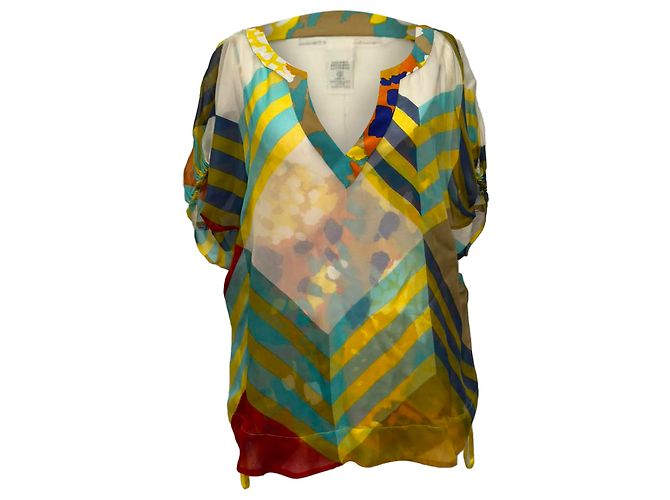 Top doppio strato Diane Von Furstenberg in seta multicolore