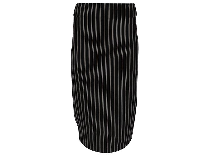 Saia lápis risca de giz Max Mara em viscose preta Preto