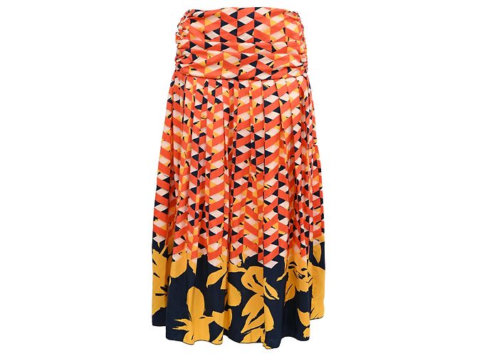 Gonna midi plissettata stampata Dries Van Noten in seta multicolore