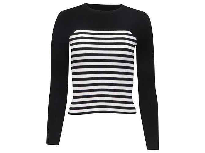 Max Mara Braies Stripe Bodice Rippstrickpullover aus schwarzer Viskose