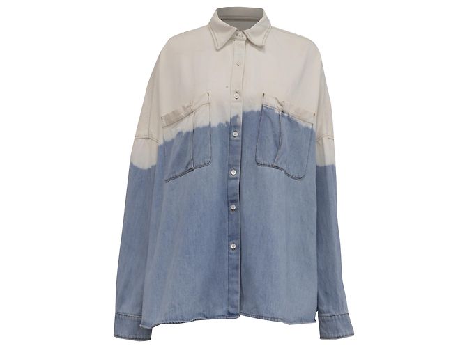 Dries Van Noten Tie-Dyed Button-Down Denim-Hemd aus multicolored Baumwolle Mehrfarben