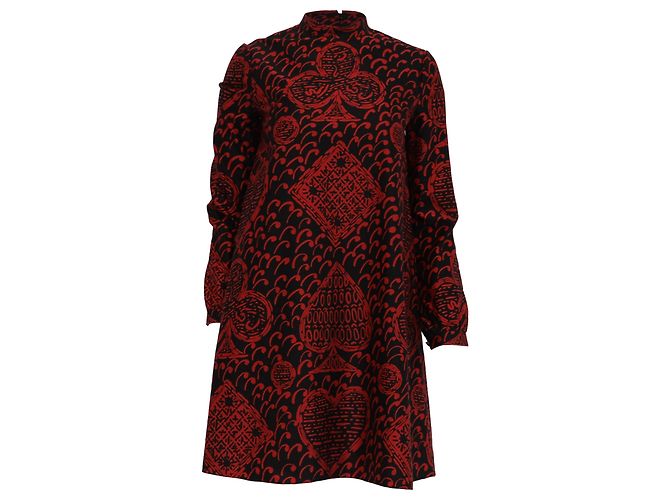 Mini vestido de manga comprida com estampado gráfico Dior em algodão vermelho