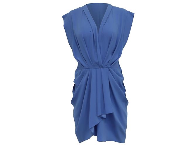 Vestido Mini com Efeito Envelope Iro em Triacetato Azul