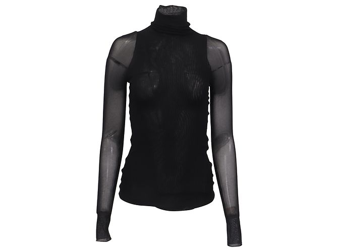 Max Mara Leisure Veles transparentes Mesh-Top aus schwarzem Polyamid
