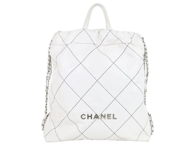 Chanel Backpack White Leather