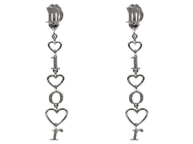 Orecchini a goccia con cuore Dior argento