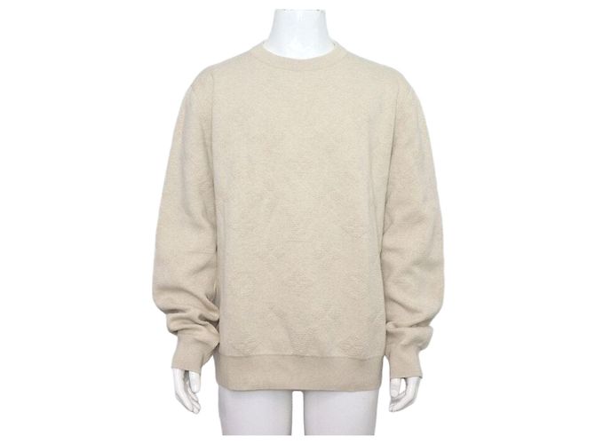 Louis Vuitton Herren Strick-T-Shirt Pullover mit geprägtem Monogramm Blau