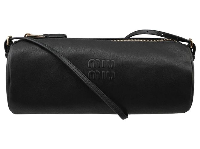 Miu Miu Bolsa de ombro pouch em couro preto