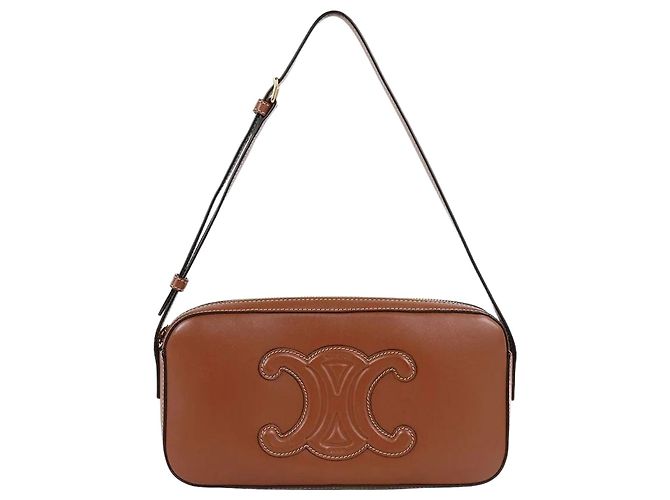 Céline Borsa a tracolla Camera Triomphe in pelle di vitello liscia Marrone