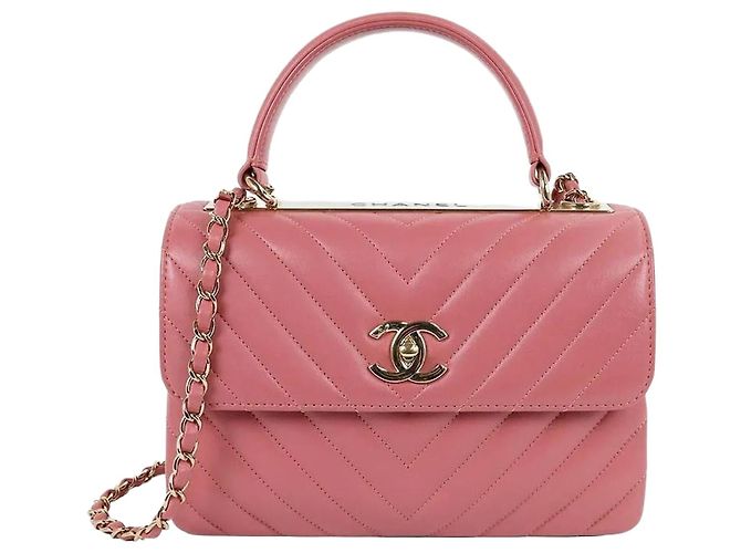 Chanel Chevron Trendy Top Handle Medium Pink Series Rose