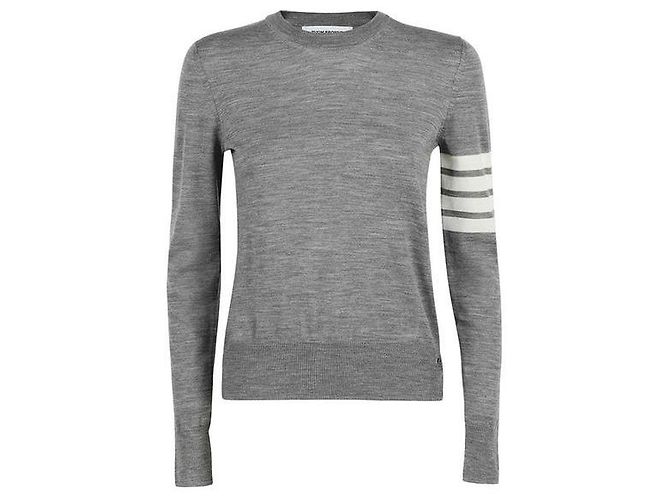 Thom Browne Diagonal Stripe Pullover Relaxed Fit Strickjacke Hellgrau Braun