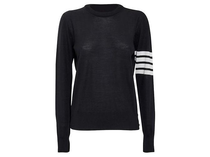 Thom Browne Diagonal Stripe Pullover Relaxed Fit Strick Navy Blau