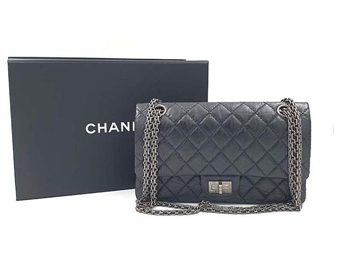 Borsa Chanel 2.55 Nera Argentata Nero