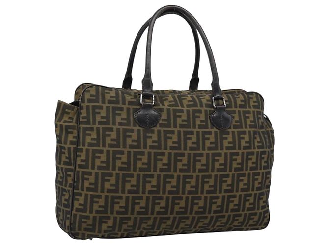 FENDI Zucca Canvas Tote Bag Nylon Black Brown