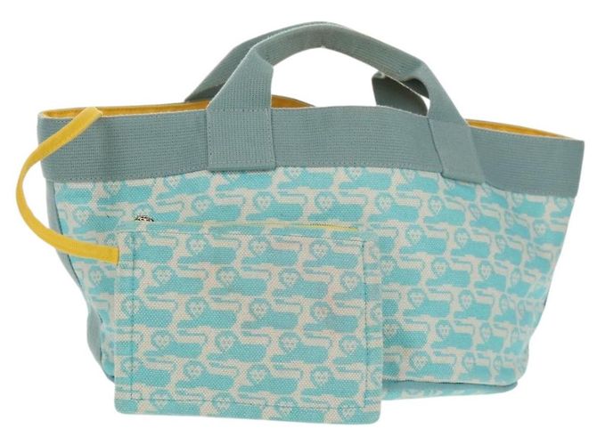 Hermès HERMES Animo Pixel GM Handtasche Canvas Hellblau Silber
