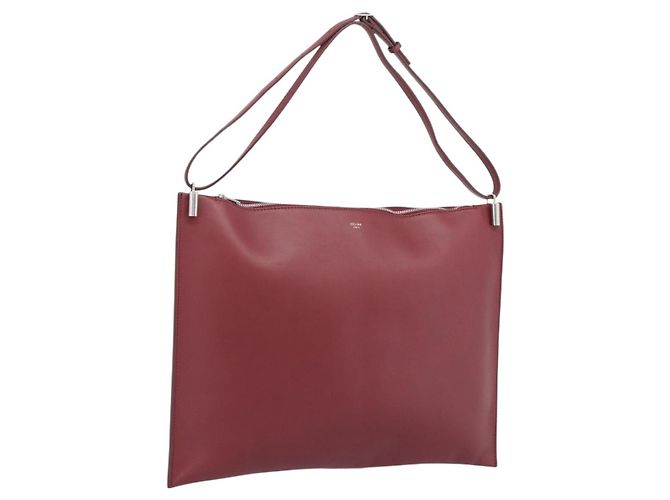 Céline CELINE Shoulder Bag Leather Bordeaux Silver