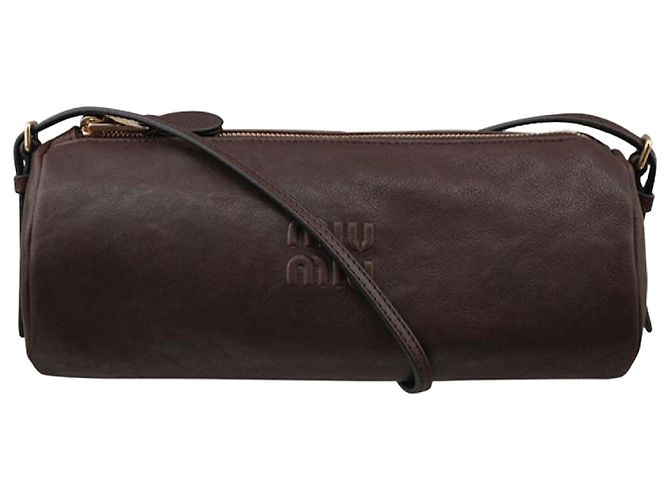 Miu Miu Bolsa de ombro pouch em couro Marrom