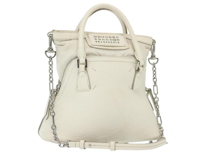 Maison Martin Margiela Maison Margiela 5AC Mini Hand Bag Leather 2way White Silver