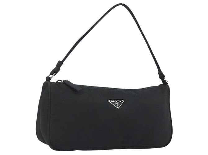 PRADA Accessory Pouch Nylon Black Silver