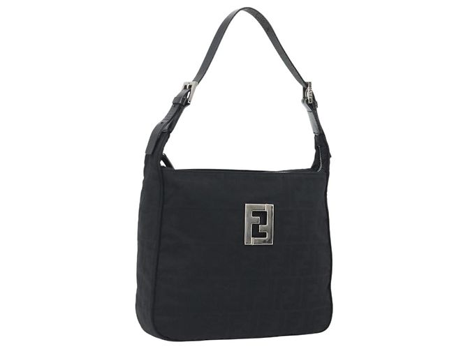 FENDI Zucca Canvas Shoulder Bag Black