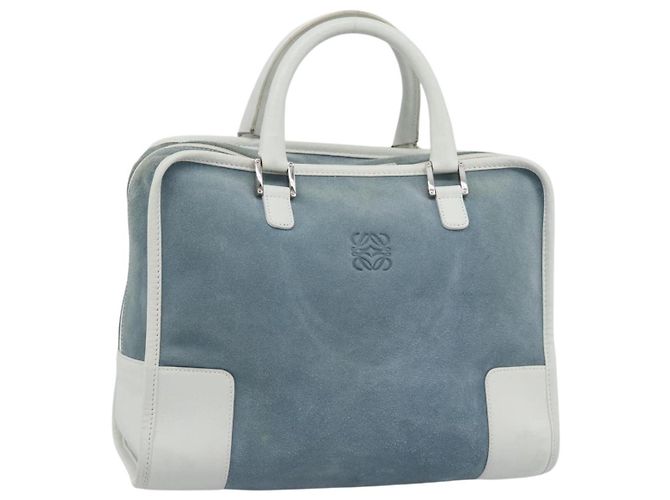LOEWE Amazona 30 Handtasche Wildleder Hellblau Silber