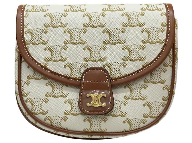 Triomphe Sac à main Céline Mini Vasenka blanc en cuir
