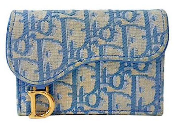 Dior Blue Oblique Saddle Card Holder