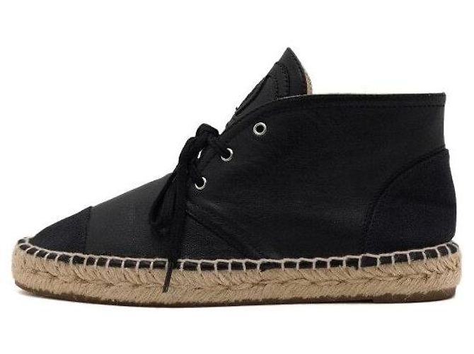 Chanel Sneakers espadrillas mid-top da donna in pelle nera Nero