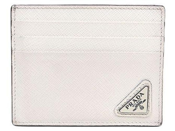 Prada Tarjetero de cuero Saffiano blanco