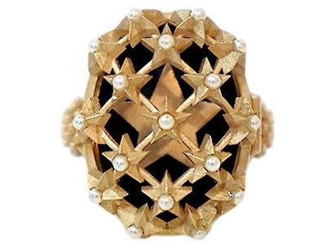 Dior Pearl Star Gold Ring Größe Golden